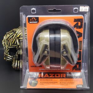 Walker's Razor Slim Passive Earmuffs Ultra Low Profile 27dB NRR Light Weight - FDE